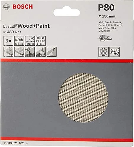 Bosch Professional M480 Best for Wood and Paint Gewebeschleifblatt K220, 125mm, 5 Stück