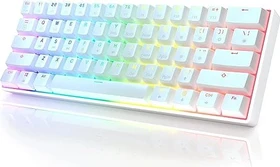 HK Gaming GK61, 60% Layout, LEDs RGB, White, weiß, Gateron Optical BROWN, USB, US
