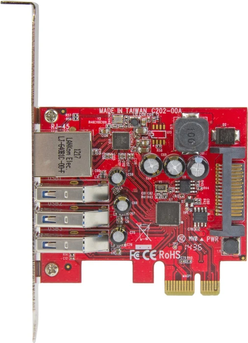 StarTech LAN-Adapter, USB-Hub, 3x USB-A 3.0, RJ-45, PCIe 2.0 x1