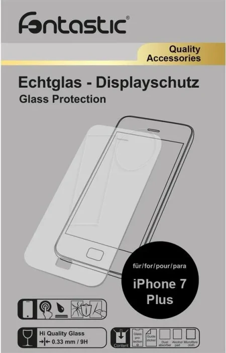Fontastic Echtglas Displayschutz für Apple iPhone 7 Plus/8 Plus