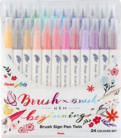 Pentel Brush Sign Pen Twin SESW30C sortiert, 24er-Set