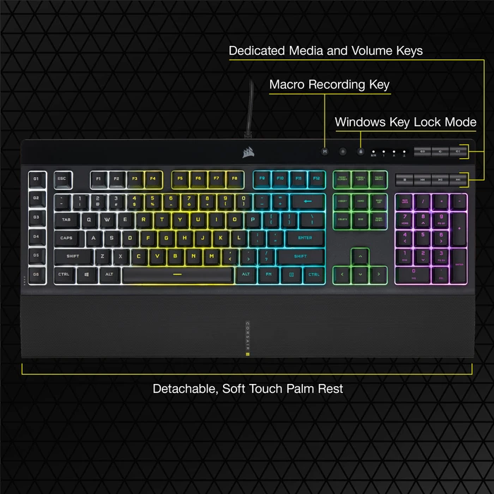 Corsair Gaming K55 RGB PRO, USB, PT