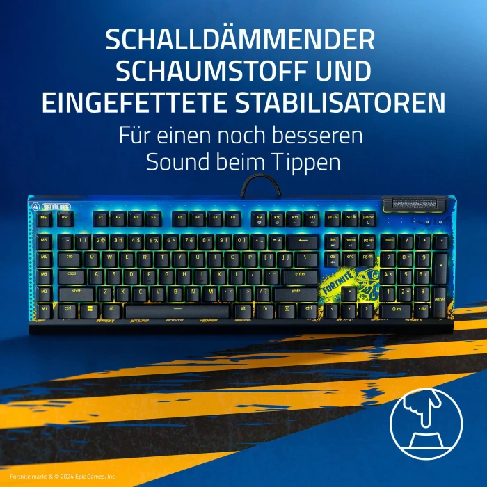 Razer BlackWidow V4 X, Fortnite Edition, Razer YELLOW Linear Gen-3, USB, DE