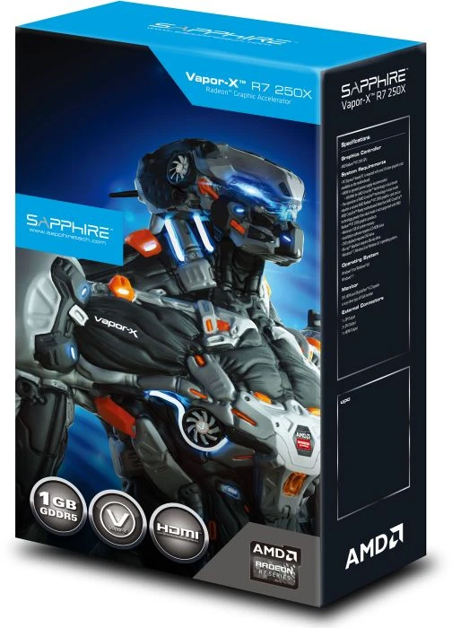Sapphire Vapor-X Radeon R7 250X OC, 1GB GDDR5, 2x DVI, HDMI, DP, lite retail