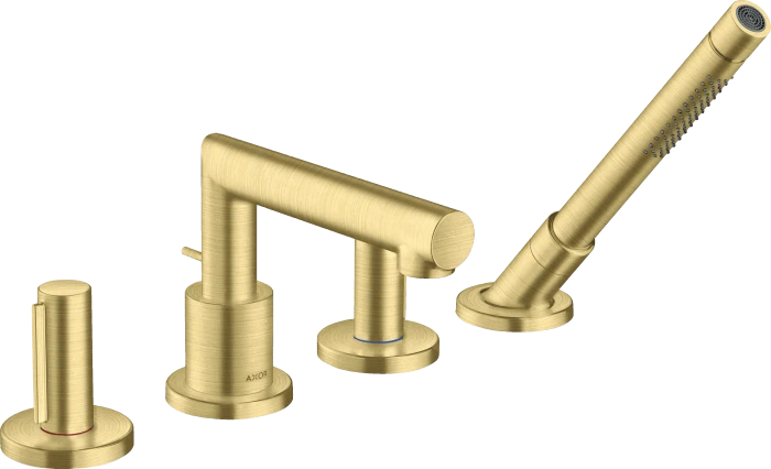 Hansgrohe Axor Uno 4-Loch Wannenrandarmatur mit Zerogriffen brushed brass