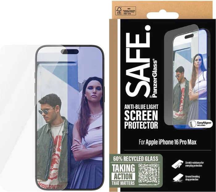 PanzerGlass Safe Anti-Blue Light Screen Protector Ultra-Wide Fit für Apple iPhone 16 Pro Max