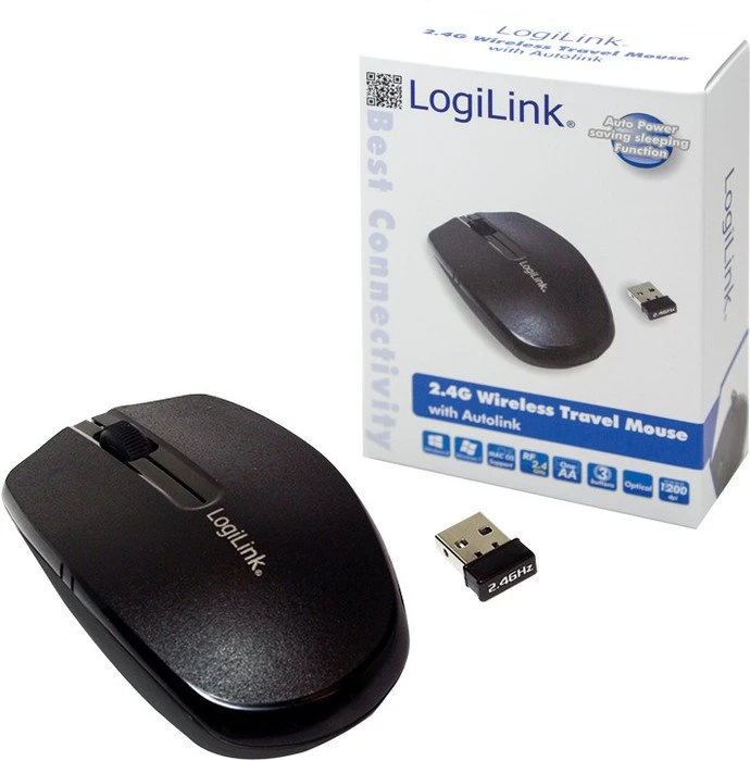 LogiLink Wireless Travel Mouse schwarz, USB