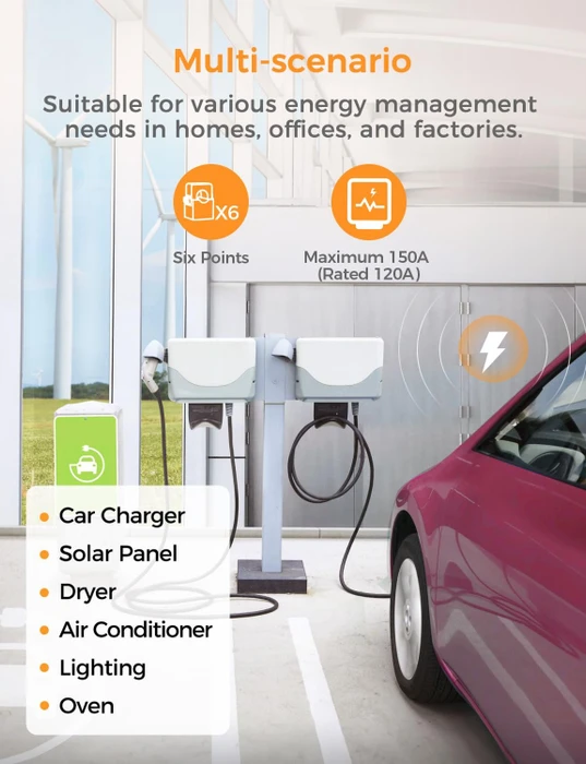 Refoss EM06 Smart Energy Monitor, Standard-Version, 3-Phasen, 6 Kanäle bis zu je 120A, Energie-/Stromzähler