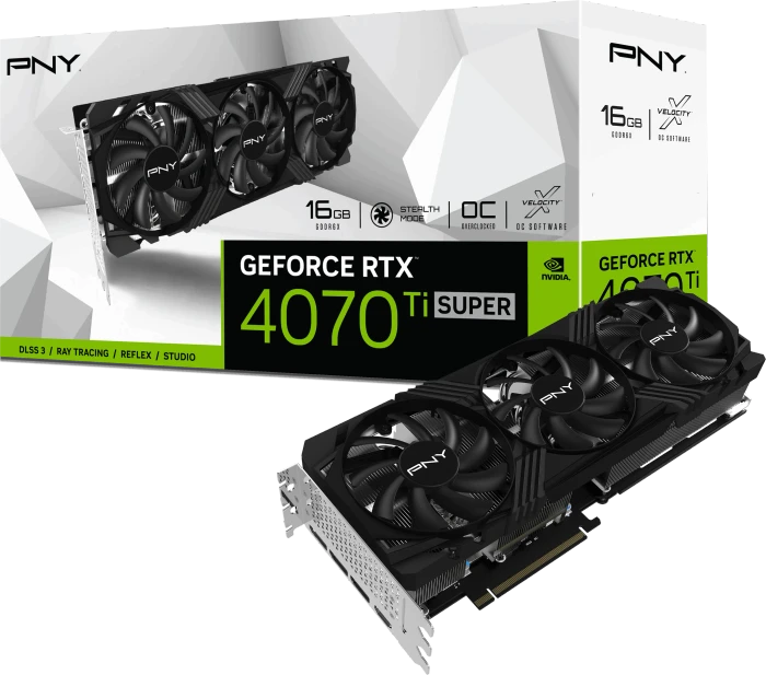PNY GeForce RTX 4070 Ti SUPER Verto Overclocked Triple Fan, 16GB GDDR6X, HDMI, 3x DP