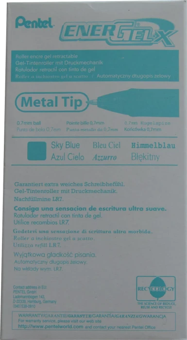 Pentel EnerGel X BL107 0.7mm/0.35mm Gelroller hellblau/transparent, 12er-Pack