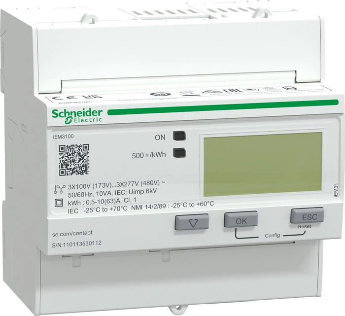 Schneider Electric iEM3100 Energiezähler, 63A, Strom-/Energiemesser