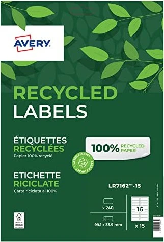 Avery-Zweckform Versandetiketten Recycling, 199x298.1mm, weiß, 100 Blatt (100 Etiketten)