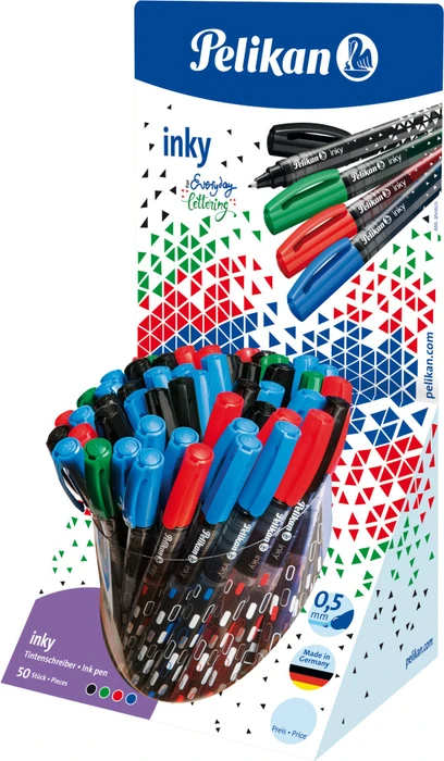 Pelikan inky Tintenroller (Mine) sortiert, Rechtshänder, 50er-Set, Display