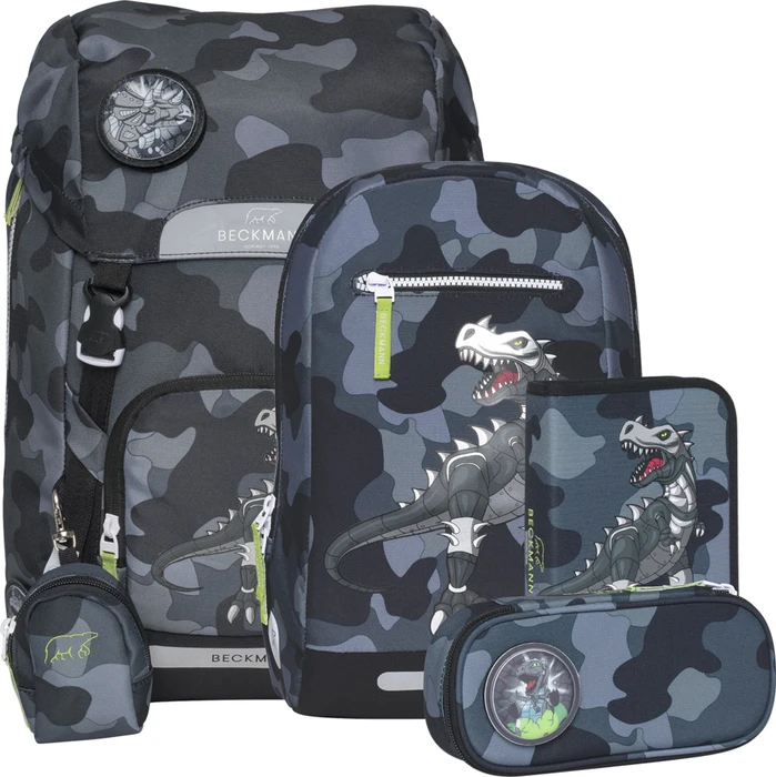 Beckmann Classic Maxi Camo Rex Black Schulrucksack-Set, 6-tlg.