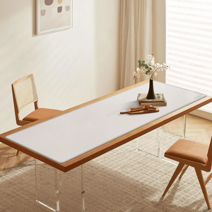 Cennbie Schreibtischunterlage Leder, Mauspad 4XL, 1500x700mm, cream grau