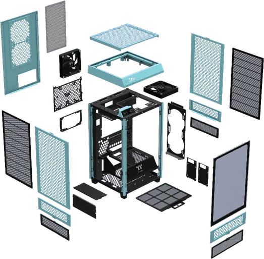 Thermaltake The Tower 200 Turquoise, türkis, Glasfenster, Mini-ITX