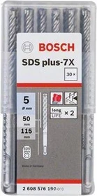 Bosch Professional SDS-plus-7X Hammerbohrer, 5x50x115mm, 30 Stück