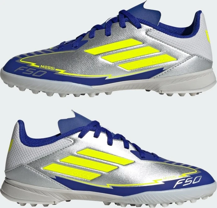 adidas F50 League Messi TF silver metallic/solar yellow/lucid blue (Junior)