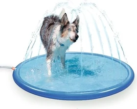 CoolPets Wassermatte mit Wassersprinkler, Small, blau
