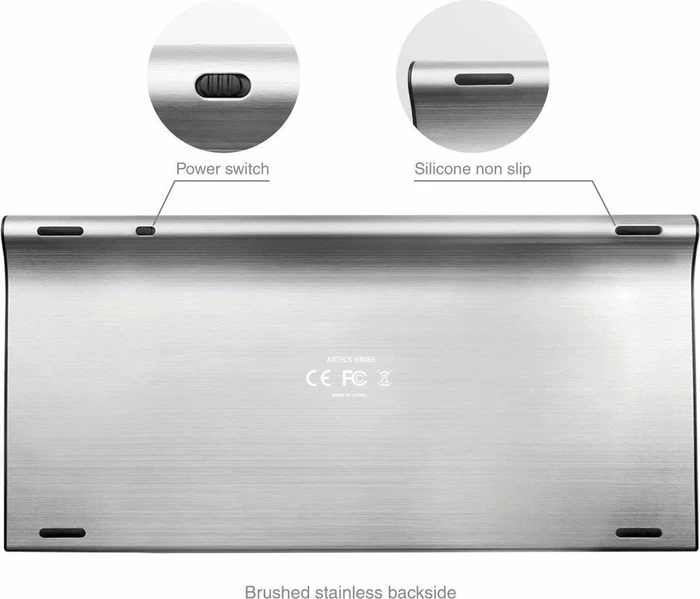Arteck 2.4G Wireless Keyboard Stainless Steel Ultra Slim, EN
