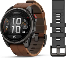 Garmin Fenix 8 Pro 47mm AMOLED carbon grey dlc titanium/chestnut leather