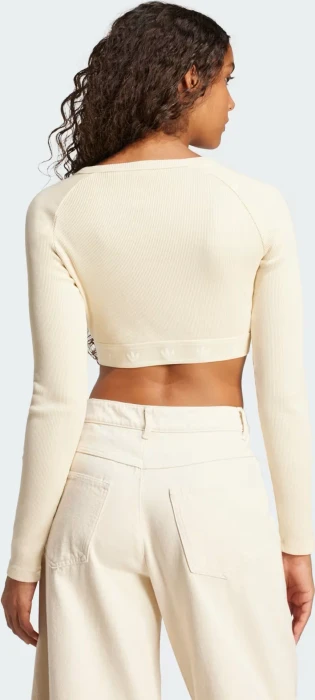 adidas Ribbed Crop Top Sweatshirt cream white (Damen)