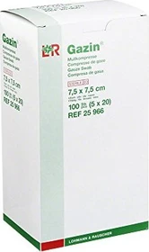 Lohmann & Rauscher Gazin Mullkompresse steril 12-fach, 7.5 x 7.5cm, 100 Stück (5x 20 Stück)