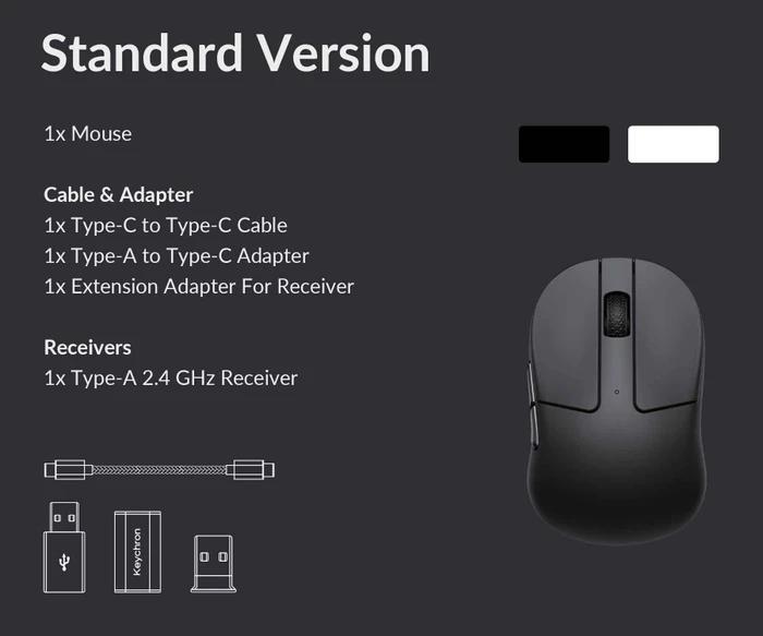 Keychron M4 Wireless Mouse schwarz, USB/Bluetooth