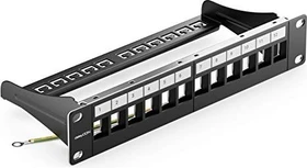 deleyCON Patchpanel für Keystone Module 10", 1HE, 12-Port, 10", 1HE, schwarz