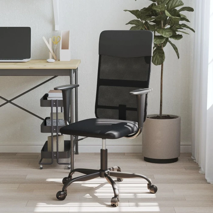 vidaXL Bürostuhl Netzstoff und Kunstleder, schwarz