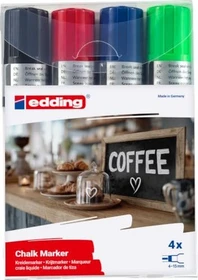 edding 4090 Kreidemarker schwarz/rot/blau/hellgrün, 4er-Set (4-4090-4999)