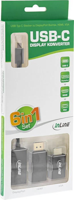 InLine USB Display Konverter Set 6-in-1 schwarz