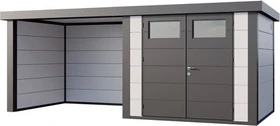 Telluria Classico 2724 Gerätehaus inkl. Anbau 2.84m links weiß/grau