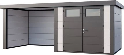 Telluria Classico 2724 Gerätehaus inkl. Anbau 2.84m links weiß/grau
