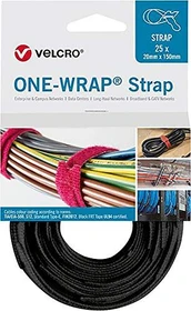 Velcro One-Wrap Strap Klett-Kabelbinder, 20mm, 330mm, schwarz, 25 Stück