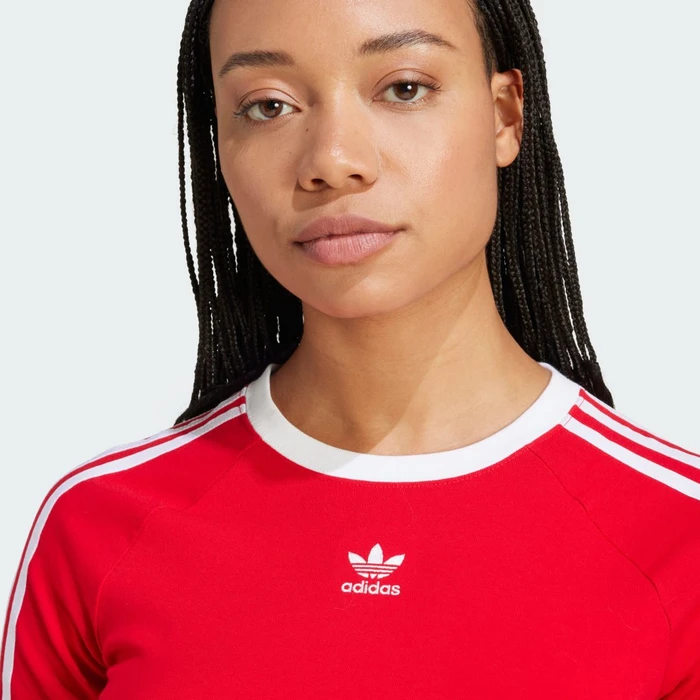 adidas 3-Streifen Baby T-Shirt kurzarm better scarlet/white (Damen)