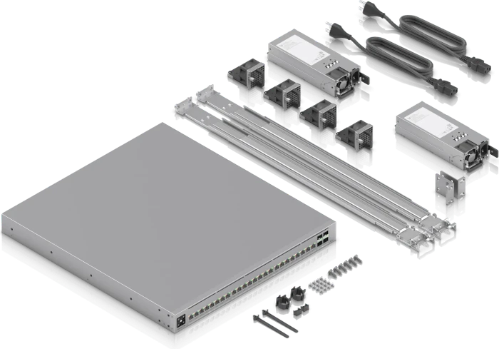 Ubiquiti Enterprise Campus 24S PoE Rackmount 10G Managed Stacking Switch, 24x RJ-45, 4x SFP28, 1050W PoE++