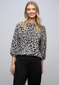Street One Gemustertes Jacquard Shirt langarm soft beige (Damen)
