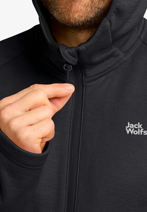 Jack Wolfskin Peak District Hooded FZ Jacke schwarz (Herren)