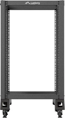 Lanberg Open Rack Series 19" Open Frame Rack 18HE, 4-Pfosten, mit Rollen, Flat Pack, tiefenverstellbar, 430-590mm, RAL 9004, 800mm tief