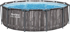 Bestway Steel Pro Max Frame Pool rund 366x100cm holzoptik