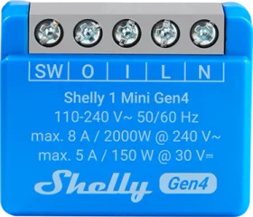 Shelly 1 Mini Gen4, 1-Kanal, 8A, Unterputz, Schaltaktor