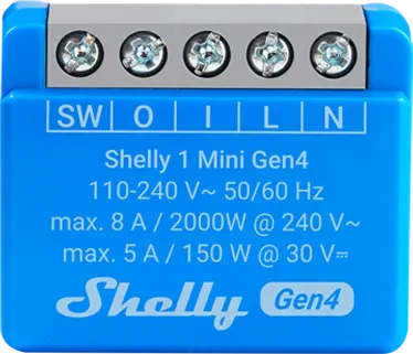 Shelly 1 Mini Gen4, 1-Kanal, 8A, Unterputz, Schaltaktor, 2er-Pack