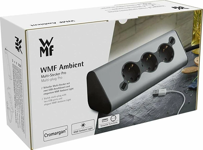 WMF Ambient Multi-Stecker Pro Edelstahl matt, 3-fach, 1.8m, edelstahl matt