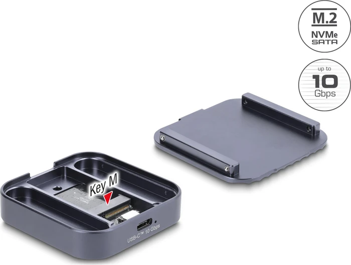 DeLOCK Externes magnetisches Gehäuse für M.2 PCIe/SATA SSD, USB-C 3.1
