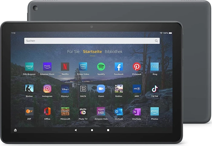 Amazon Fire HD 10 Plus KFTRPWI 2021, ohne Werbung, schwarz, 64GB, mit Bluetooth Tastatur