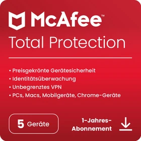 McAfee Total Protection 2017, 5 User, PKC (multilingual) (Multi-Device) (MTP17GMB5RAA)