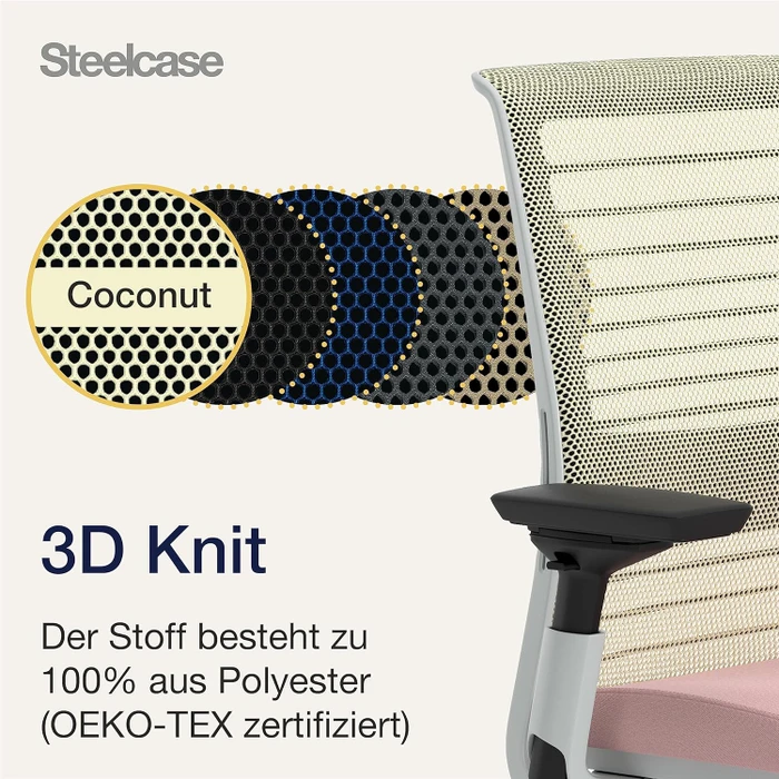 Steelcase Think Bürostuhl mit Armlehnen, beige/rosa
