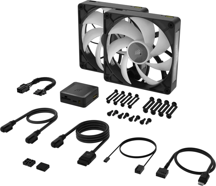 Corsair iCUE LINK RX140 Max RGB Starter Kit, schwarz, LED-Steuerung, 140mm, 2er-Pack