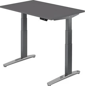 Hammerbacher Ergonomic Aktiv XBHM12 elektrisch höhenverstellbarer Sitz-Steh-Schreibtisch 120x80cm graphit/graphit